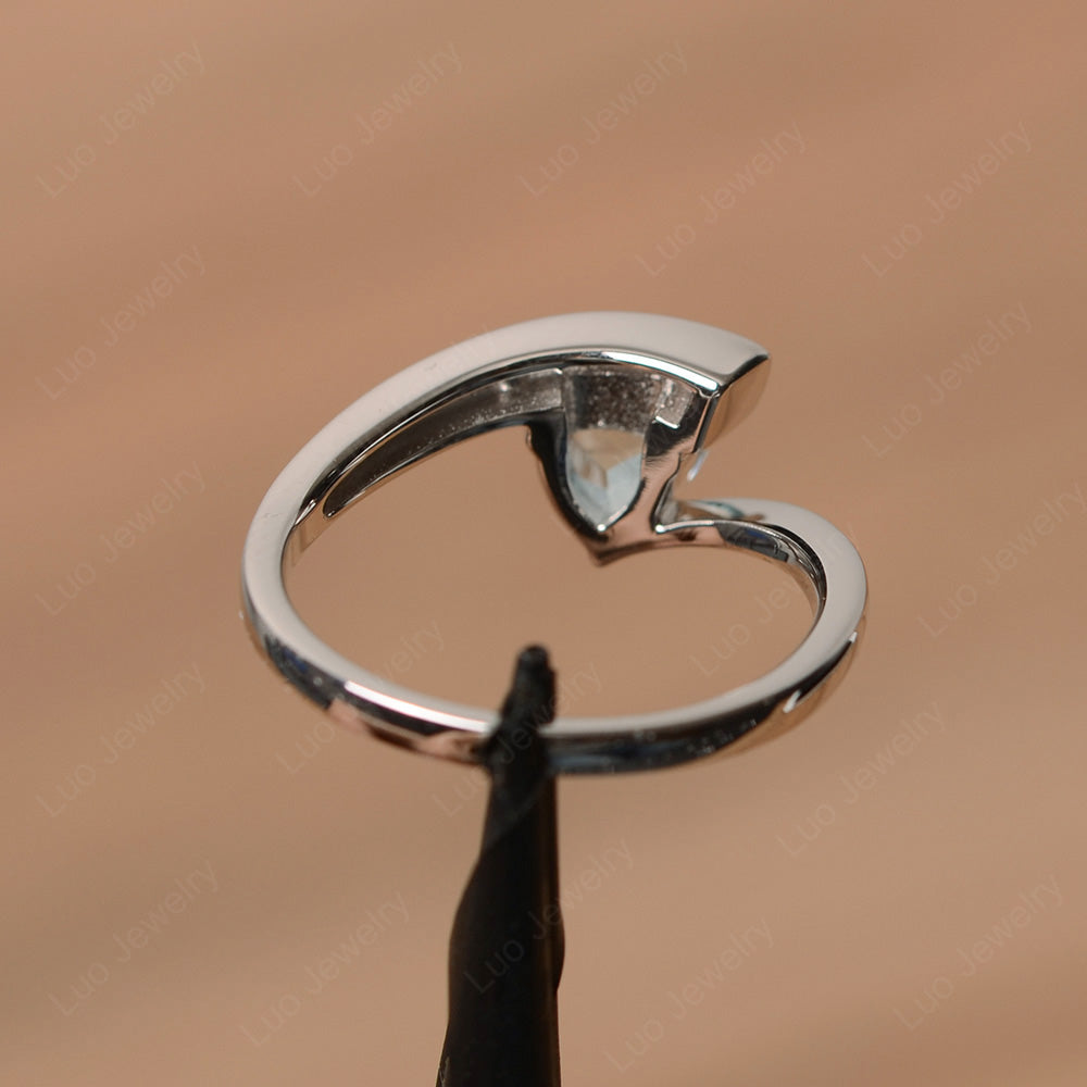 Trillion Cut Aquamarine Engagement Ring Silver - LUO Jewelry