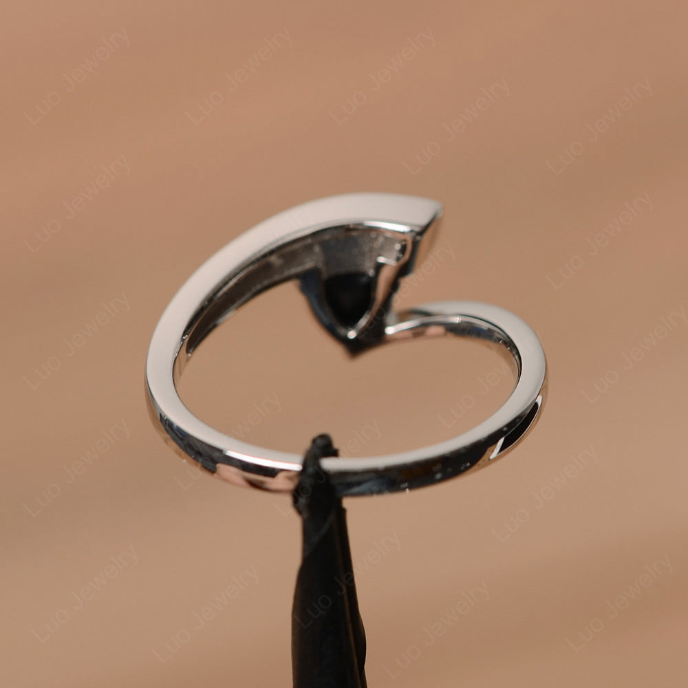 Trillion Cut Black Stone Engagement Ring Silver - LUO Jewelry