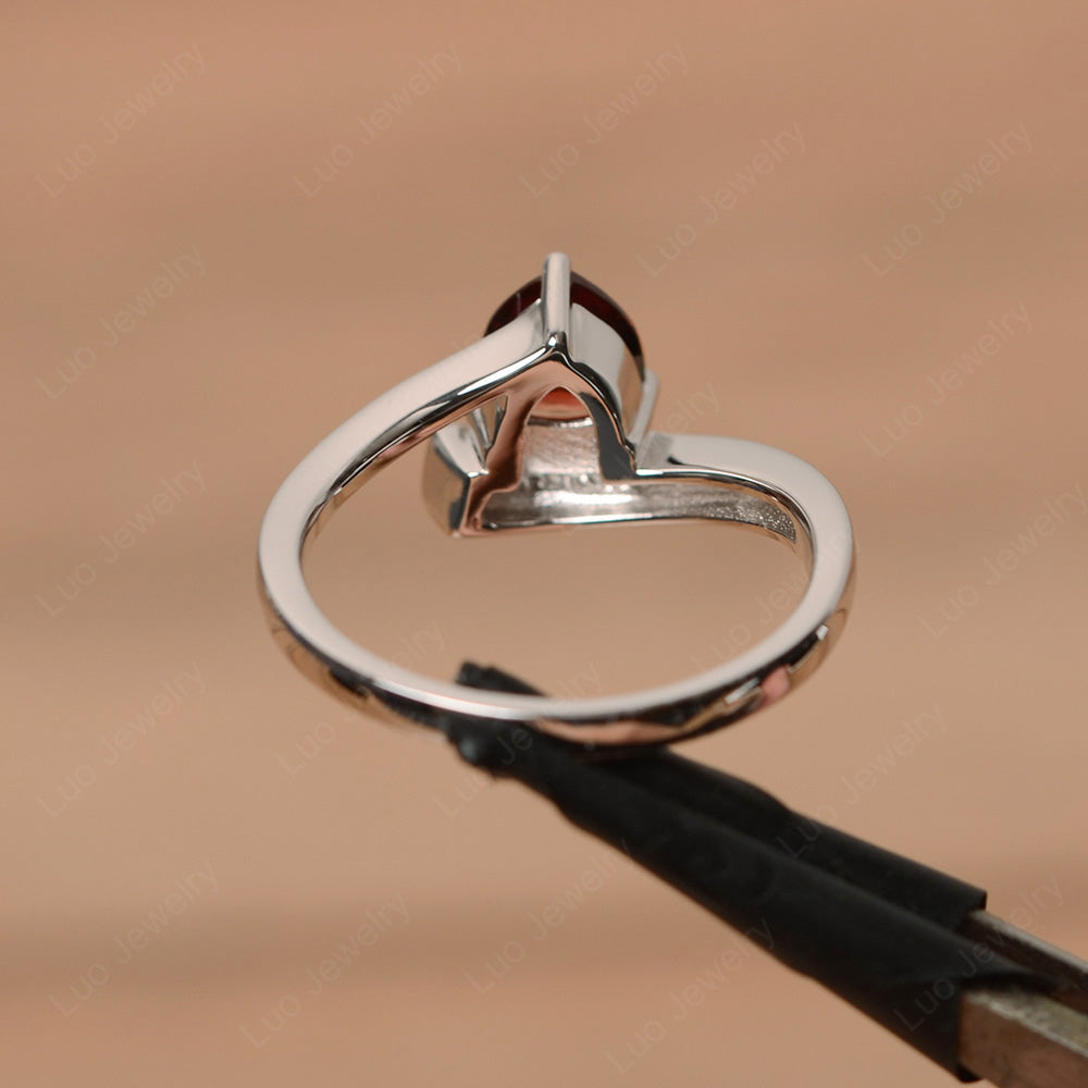 Trillion Cut Garnet Engagement Ring Silver - LUO Jewelry
