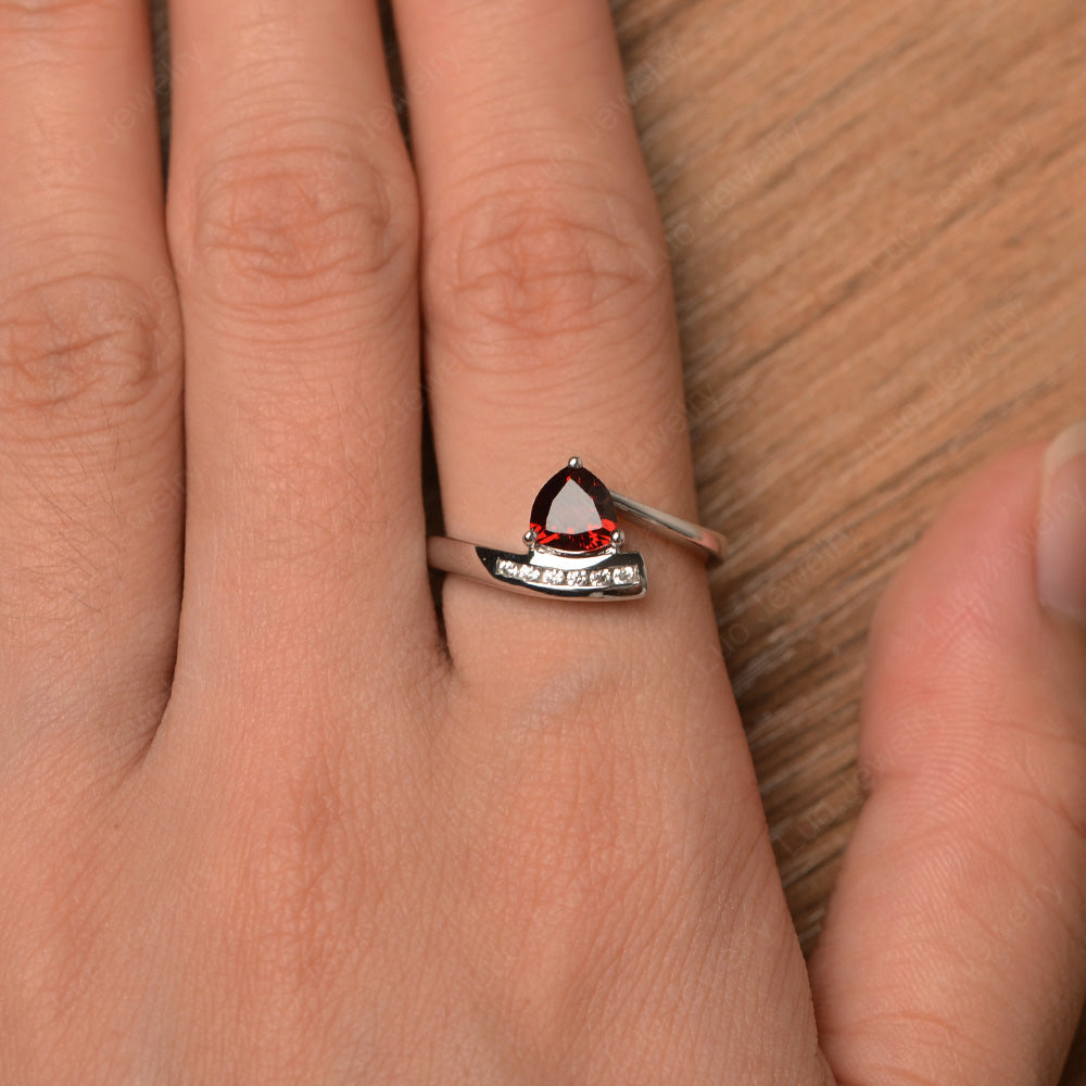 Trillion Cut Garnet Engagement Ring Silver - LUO Jewelry
