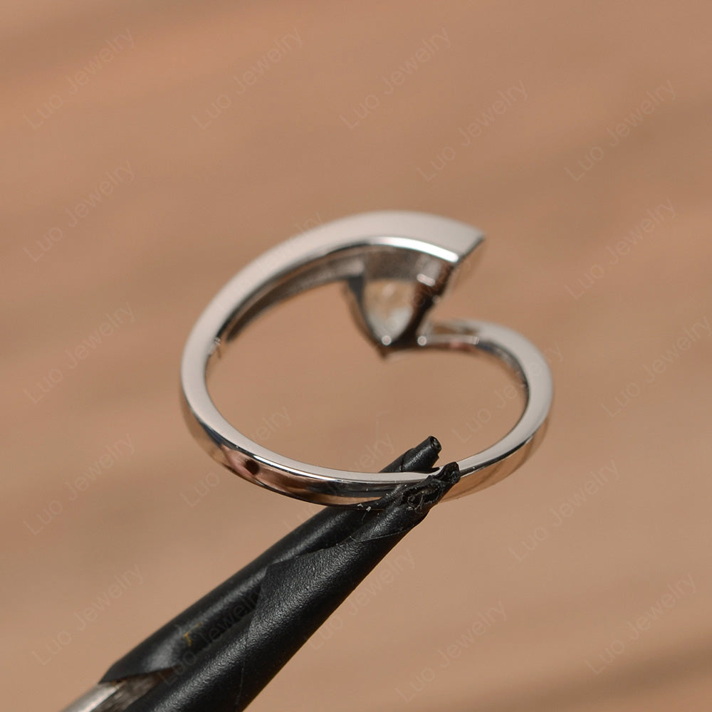 Trillion Cut Green Amethyst Engagement Ring Silver - LUO Jewelry