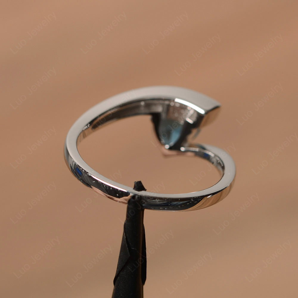 Trillion Cut London Blue Topaz Engagement Ring Silver - LUO Jewelry