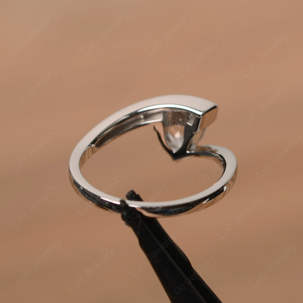Trillion Cut Morganite Engagement Ring Silver - LUO Jewelry