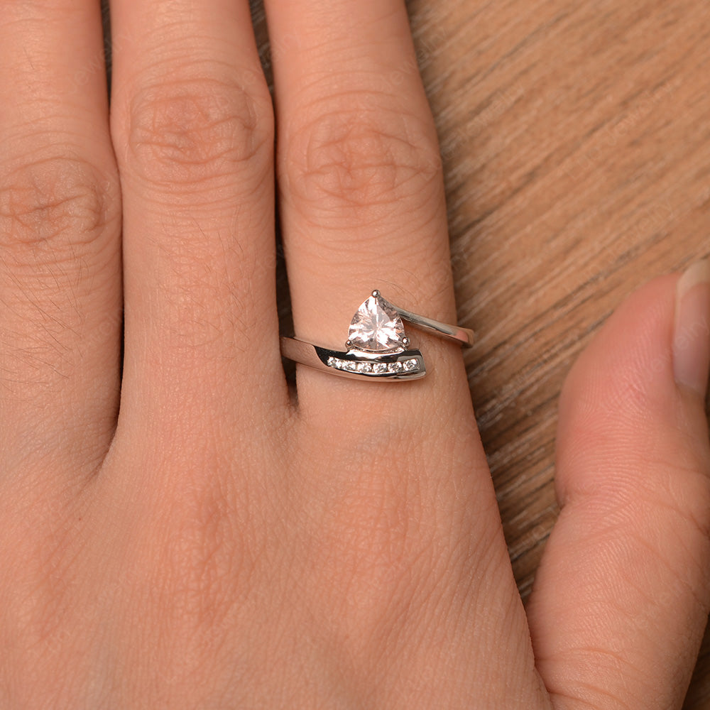 Trillion Cut Morganite Engagement Ring Silver - LUO Jewelry