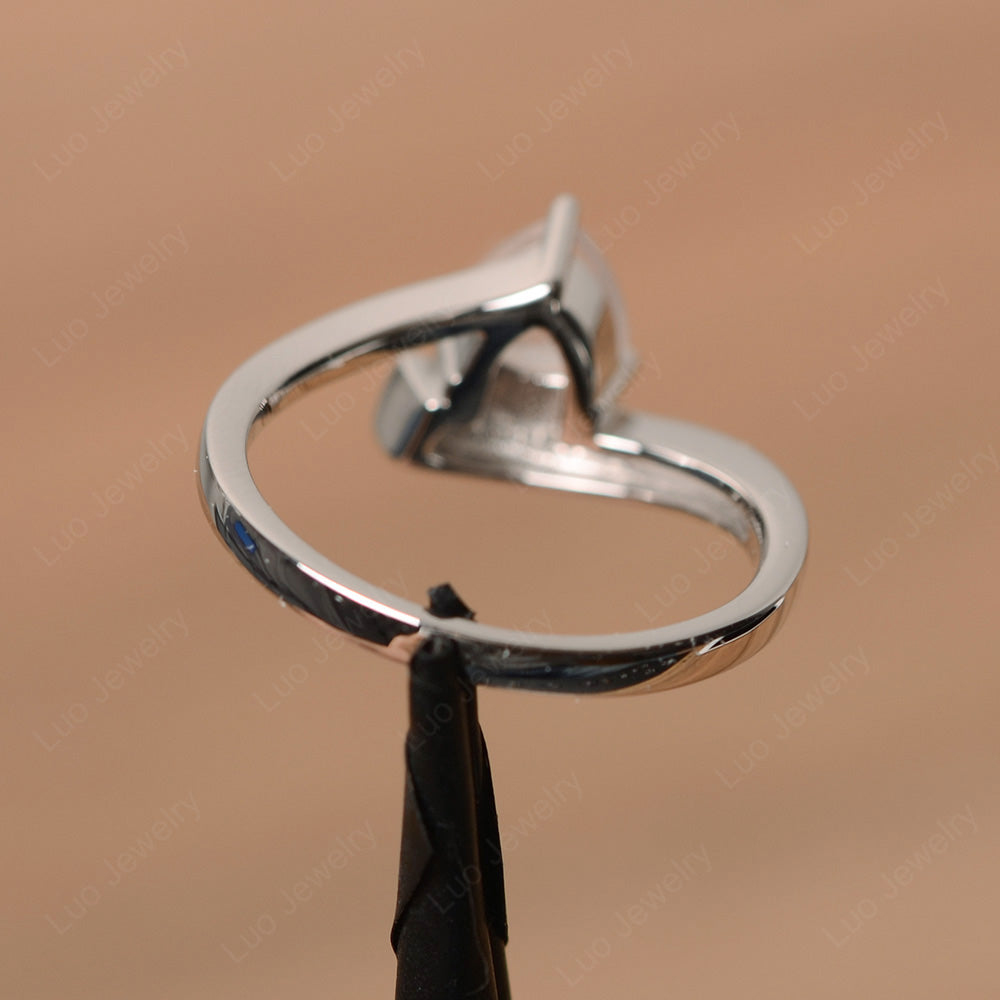 Trillion Cut Rose Quartz Engagement Ring Silver - LUO Jewelry