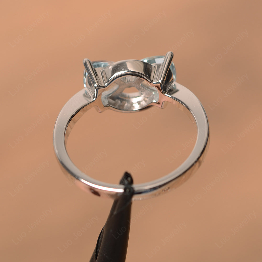 Trillion Cut Aquamarine Ring 2 Stone Mothers Ring - LUO Jewelry