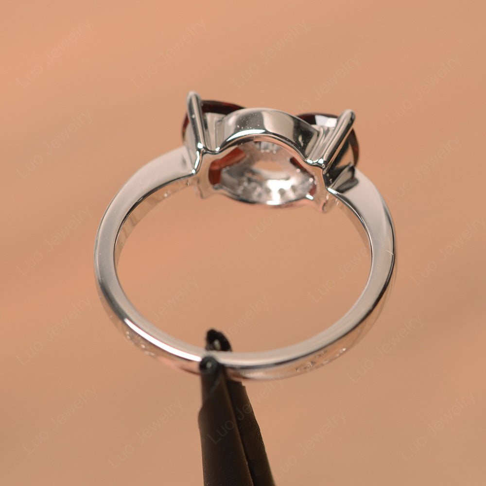 Trillion Cut Garnet Ring 2 Stone Mothers Ring - LUO Jewelry