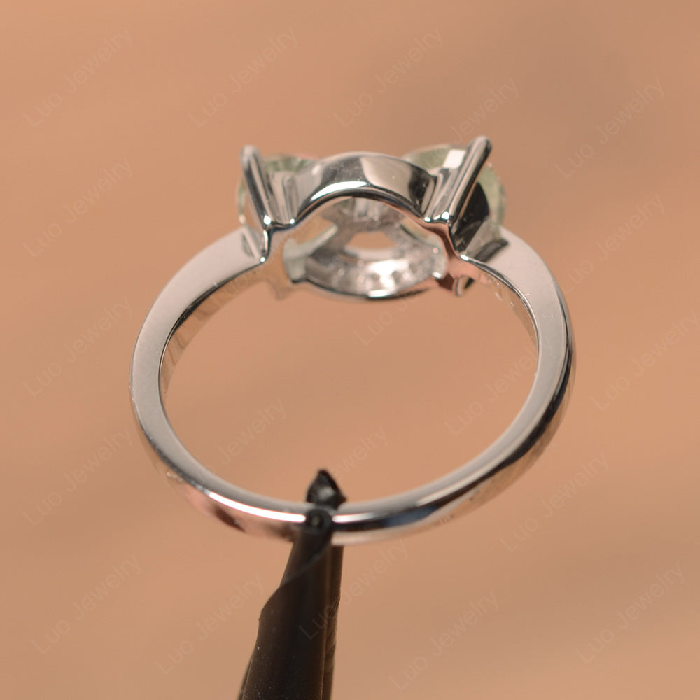 Trillion Cut Green Amethyst Ring 2 Stone Mothers Ring - LUO Jewelry