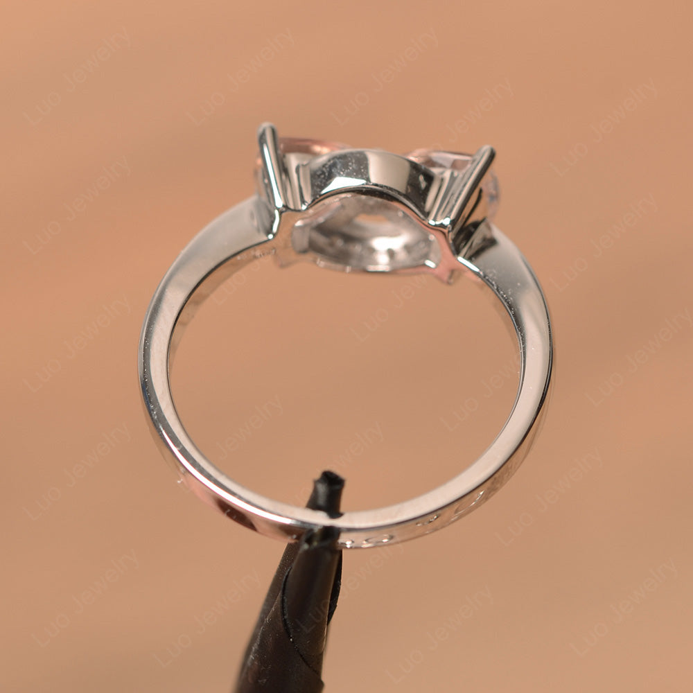 Trillion Cut Morganite Ring 2 Stone Mothers Ring - LUO Jewelry