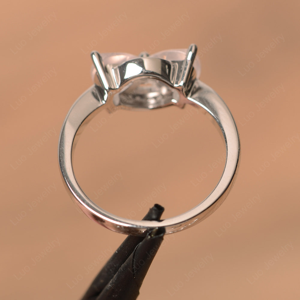 Trillion Cut Rose Quartz Ring 2 Stone Mothers Ring - LUO Jewelry