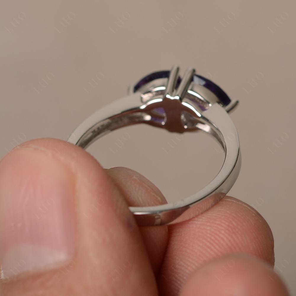 Trillion Cut Two Stone Amethyst Ring - LUO Jewelry