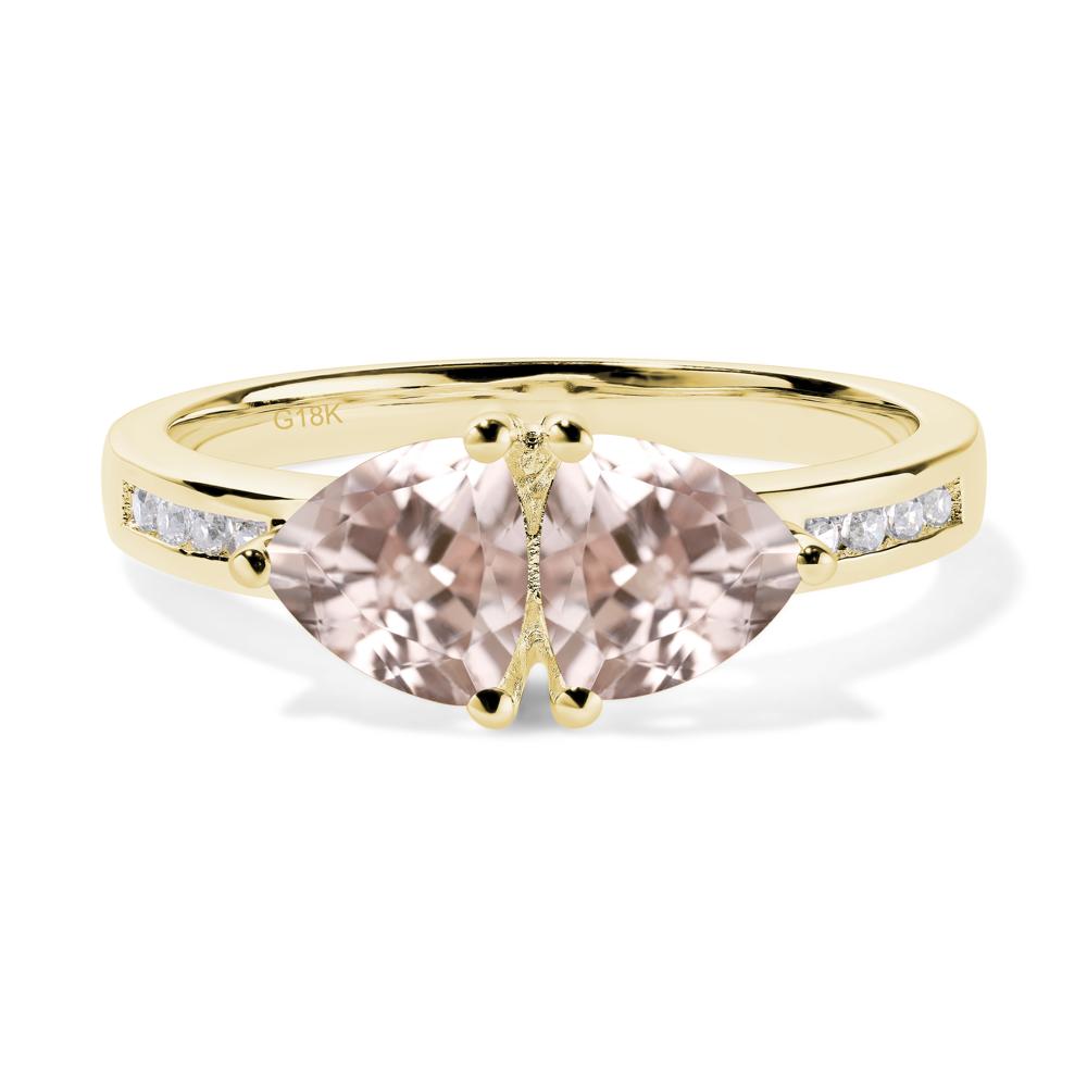 Trillion Cut Two Stone Morganite Ring - LUO Jewelry #metal_18k yellow gold