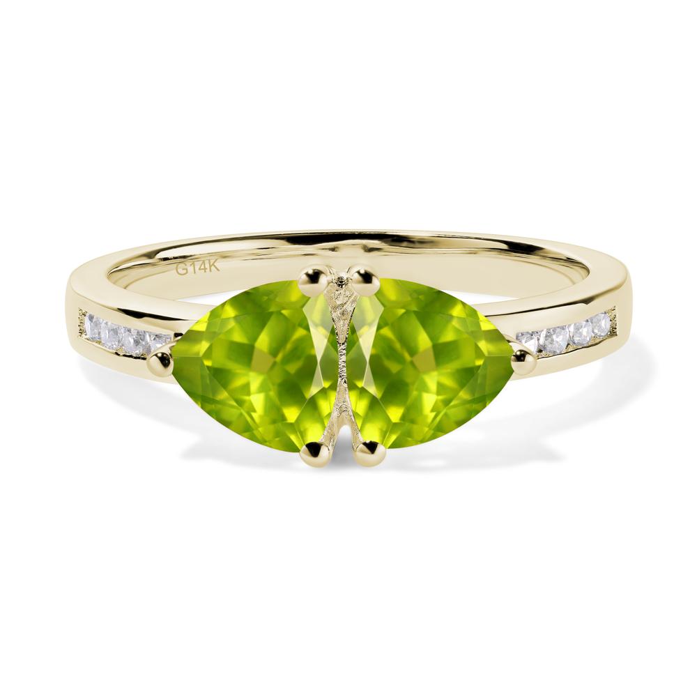 Trillion Cut Two Stone Peridot Ring - LUO Jewelry #metal_14k yellow gold