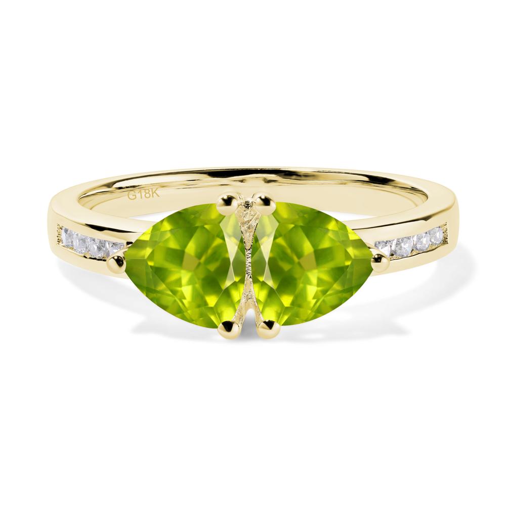 Trillion Cut Two Stone Peridot Ring - LUO Jewelry #metal_18k yellow gold