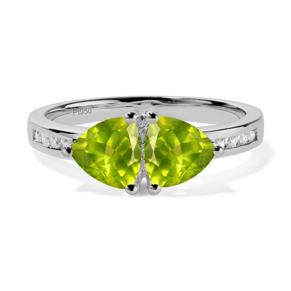 Trillion Cut Two Stone Peridot Ring - LUO Jewelry #metal_platinum