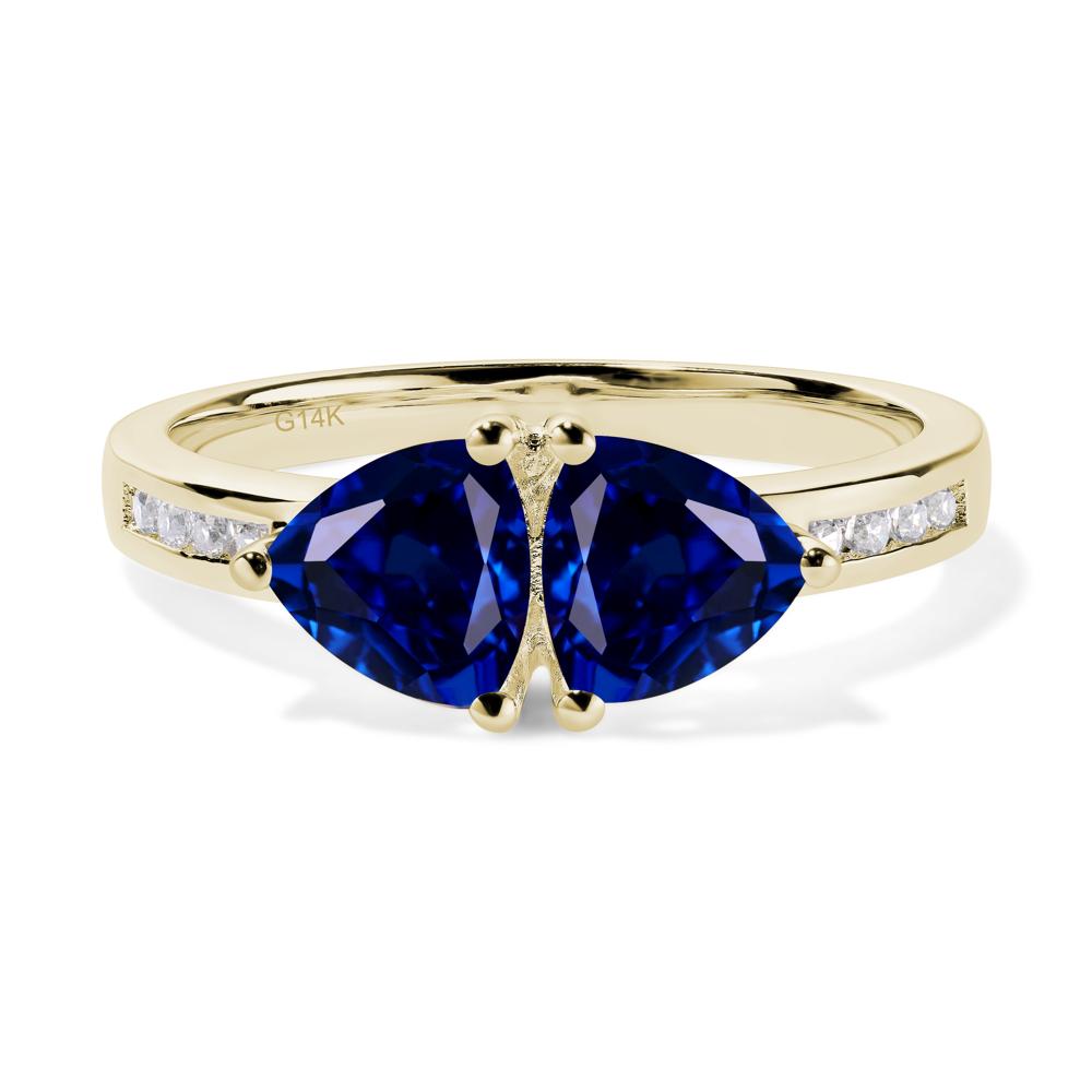 Trillion Cut Two Stone Lab Created Sapphire Ring - LUO Jewelry #metal_14k yellow gold