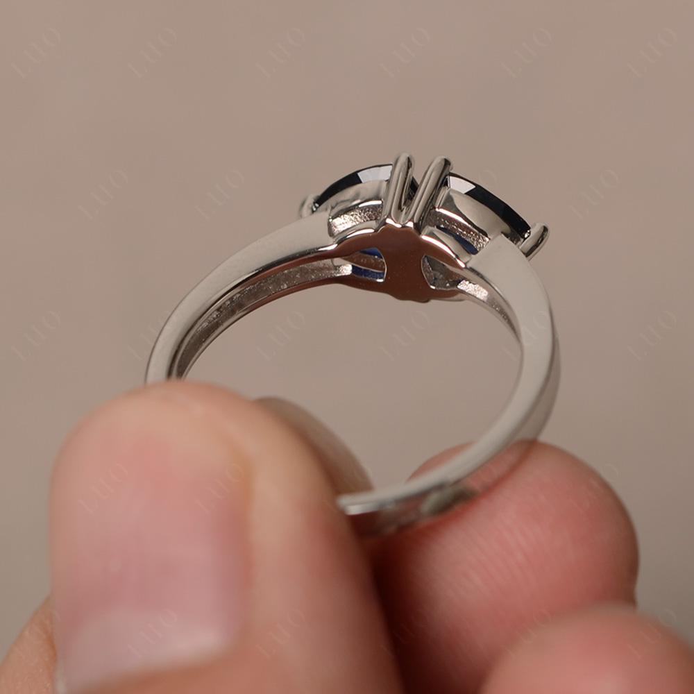 Trillion Cut Two Stone Lab Created Sapphire Ring - LUO Jewelry