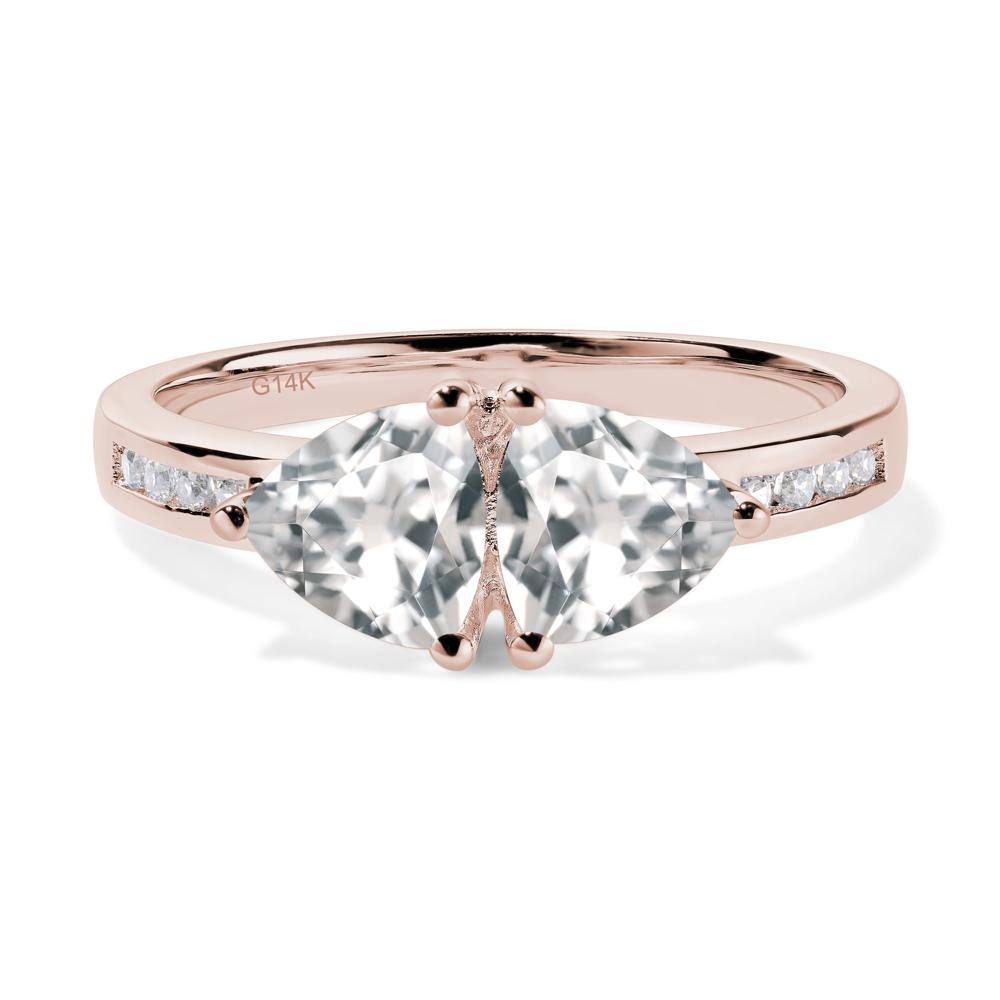 Trillion Cut Two Stone White Topaz Ring - LUO Jewelry #metal_14k rose gold