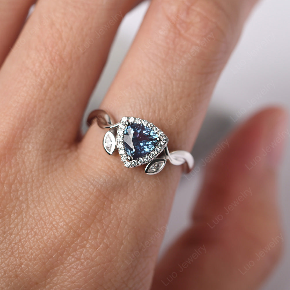 Alexandrite Wedding Ring Trillion Cut Art Deco - LUO Jewelry