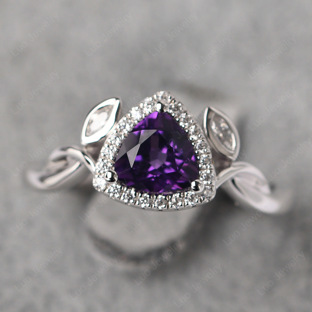 Amethyst Wedding Ring Trillion Cut Art Deco - LUO Jewelry