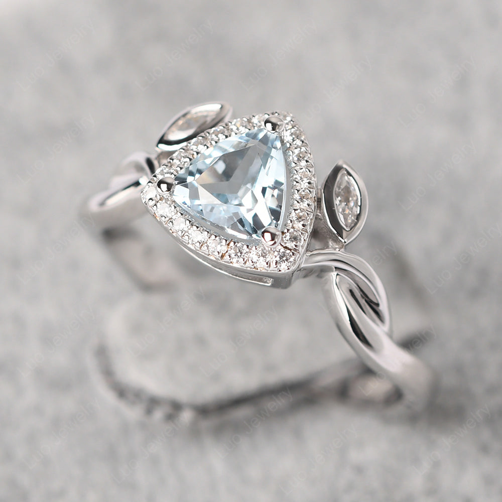 Aquamarine Wedding Ring Trillion Cut Art Deco - LUO Jewelry