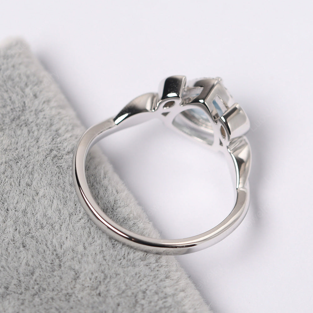 Aquamarine Wedding Ring Trillion Cut Art Deco - LUO Jewelry