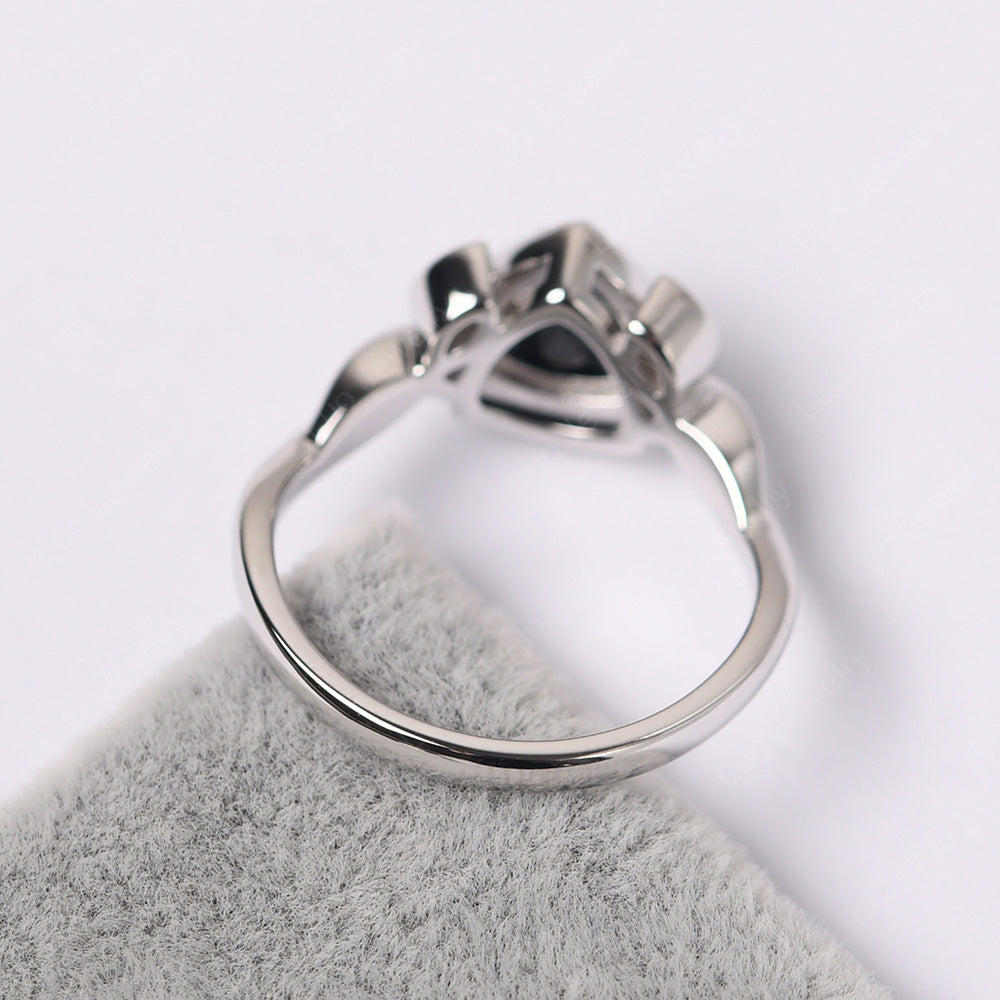 Black Spinel Wedding Ring Trillion Cut Art Deco - LUO Jewelry
