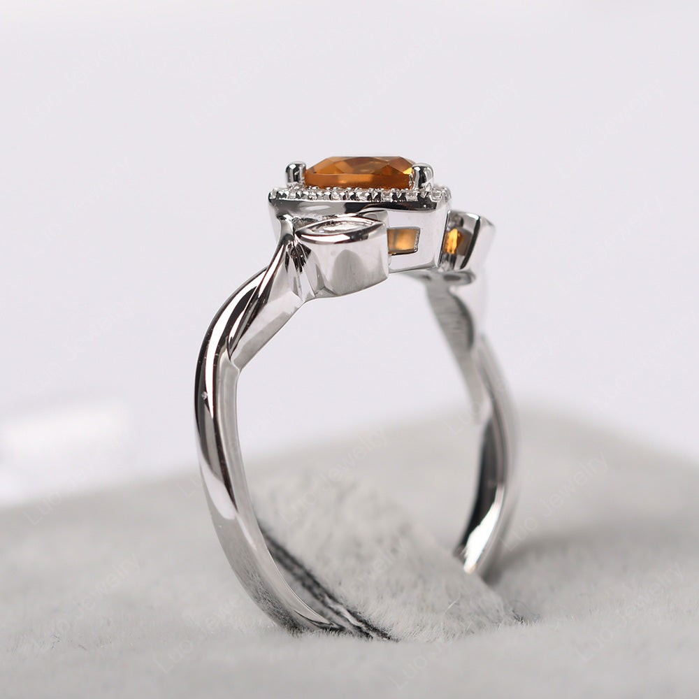 Citrine Wedding Ring Trillion Cut Art Deco - LUO Jewelry