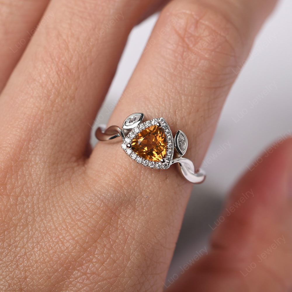 Citrine Wedding Ring Trillion Cut Art Deco - LUO Jewelry