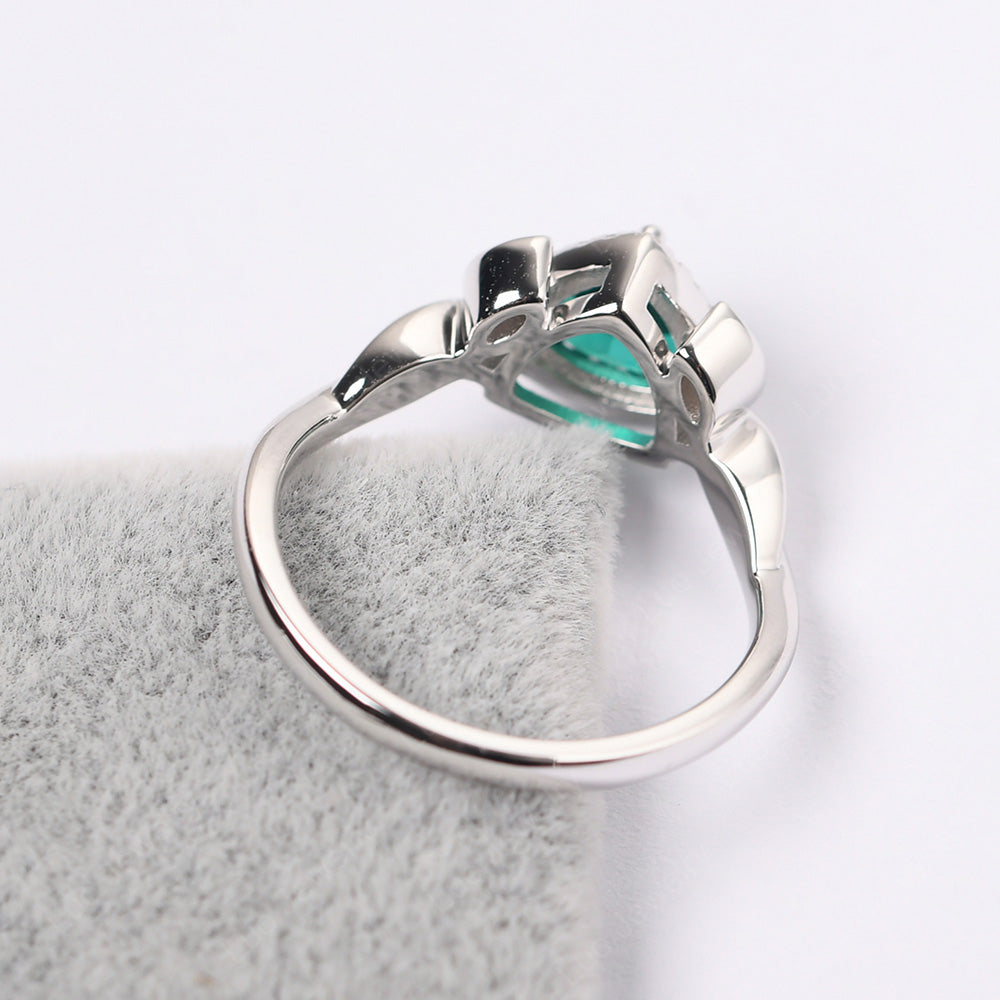 Emerald Wedding Ring Trillion Cut Art Deco - LUO Jewelry