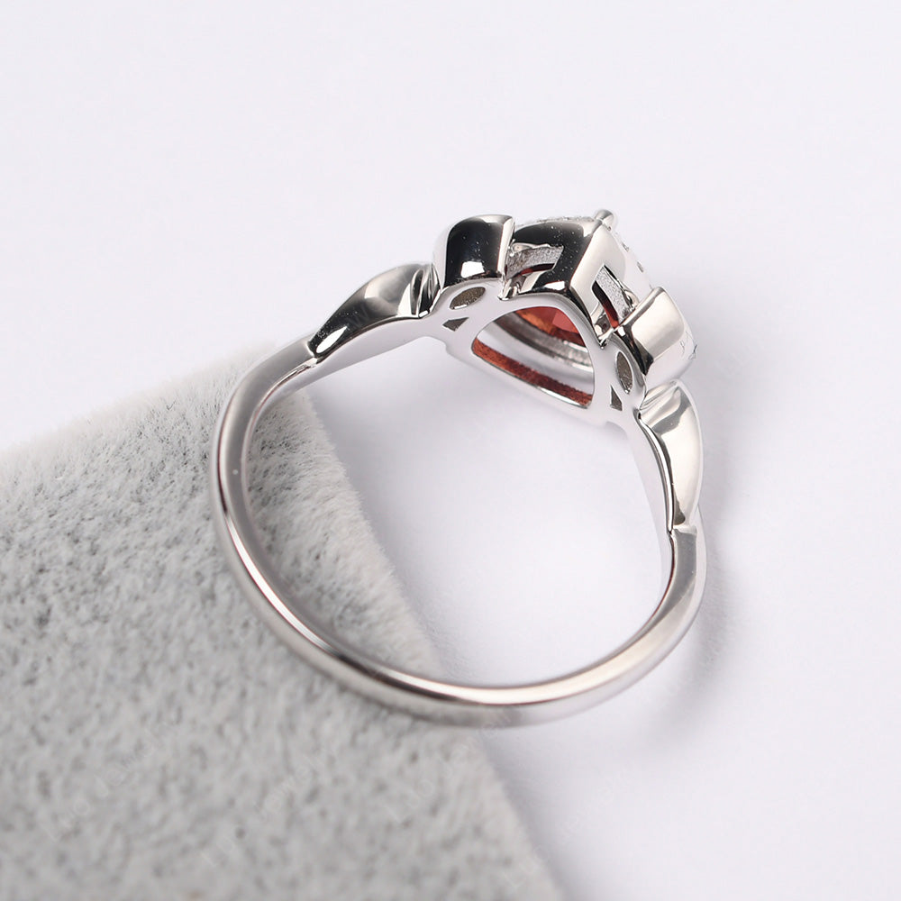 Garnet Wedding Ring Trillion Cut Art Deco - LUO Jewelry