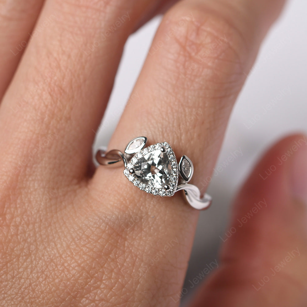 Green Amethyst Wedding Ring Trillion Cut Art Deco - LUO Jewelry