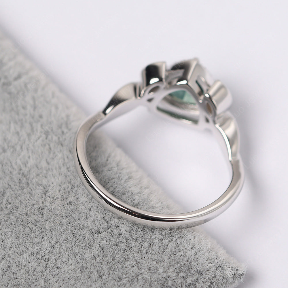 Green Sapphire Wedding Ring Trillion Cut Art Deco - LUO Jewelry