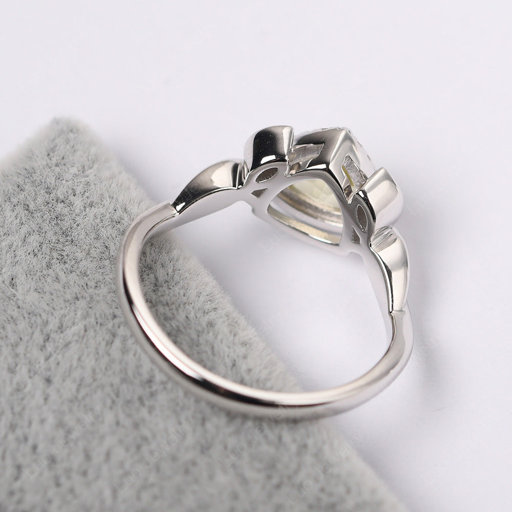 Lemon Quartz Wedding Ring Trillion Cut Art Deco - LUO Jewelry