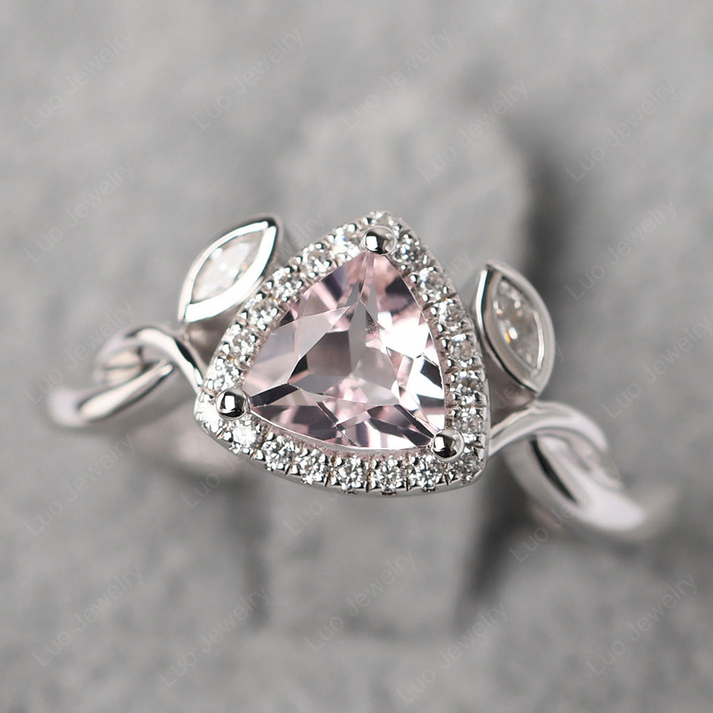 Morganite Wedding Ring Trillion Cut Art Deco - LUO Jewelry