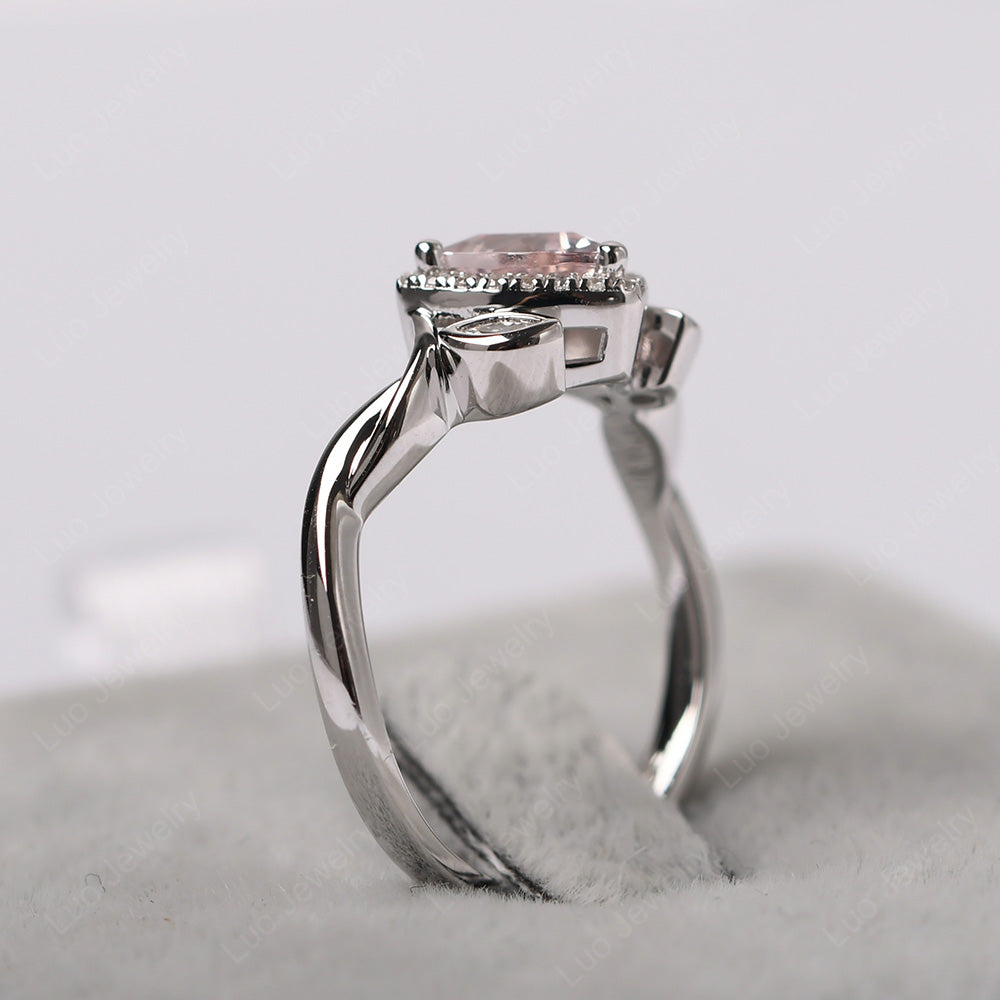 Morganite Wedding Ring Trillion Cut Art Deco - LUO Jewelry