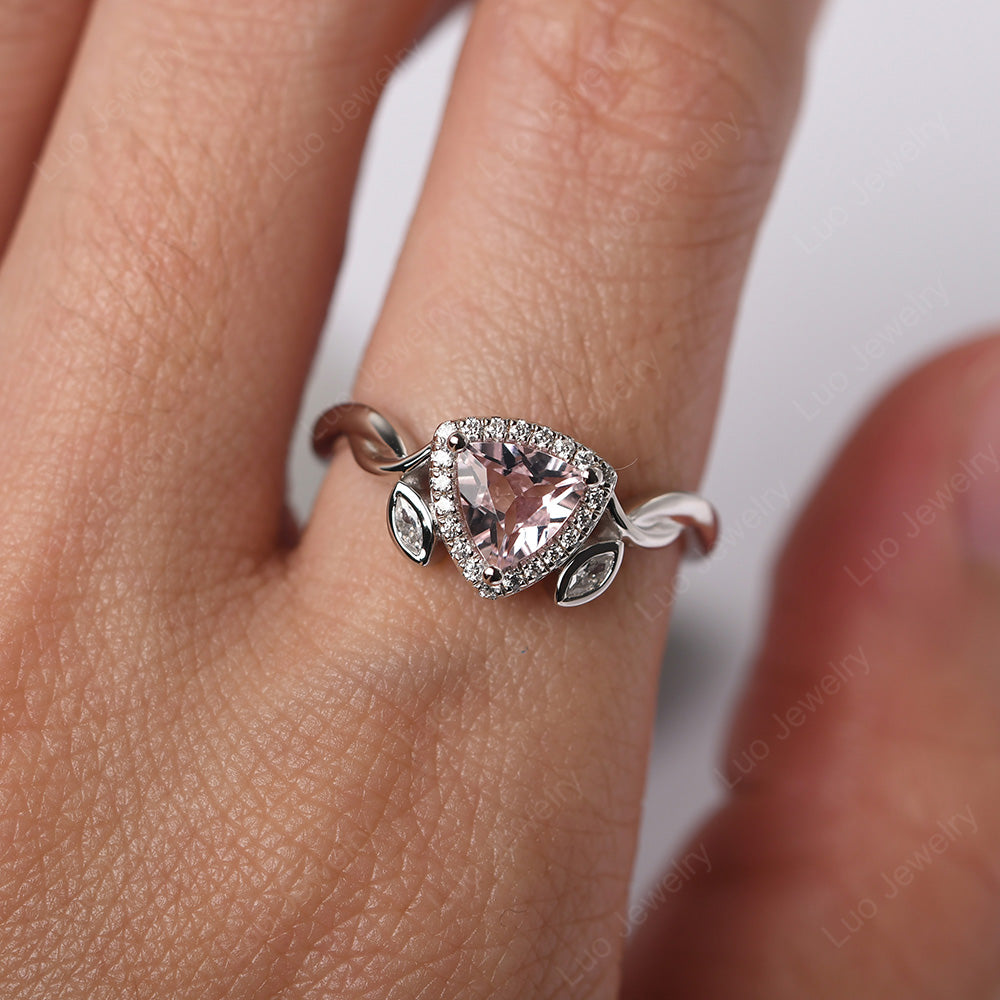 Morganite Wedding Ring Trillion Cut Art Deco - LUO Jewelry