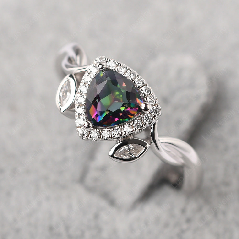 Mystic Topaz Wedding Ring Trillion Cut Art Deco - LUO Jewelry