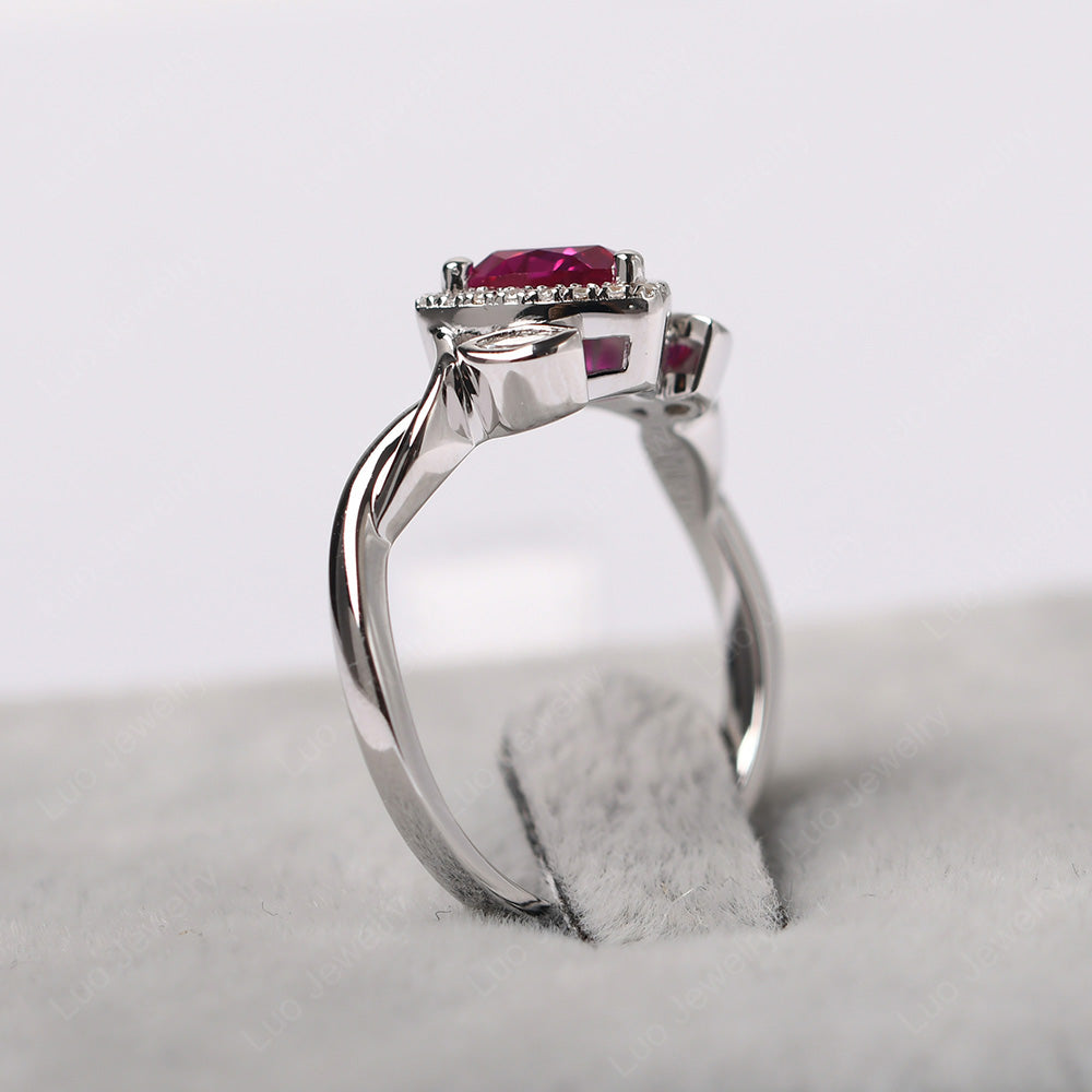 Ruby Wedding Ring Trillion Cut Art Deco - LUO Jewelry