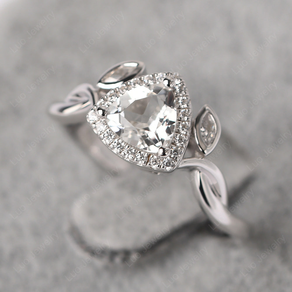 White Topaz Wedding Ring Trillion Cut Art Deco - LUO Jewelry