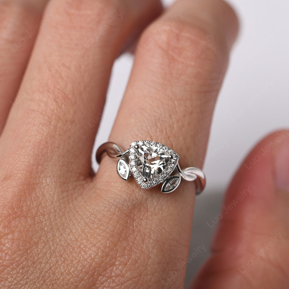 White Topaz Wedding Ring Trillion Cut Art Deco - LUO Jewelry