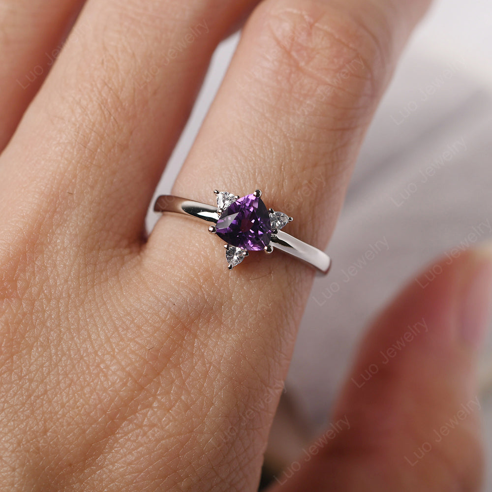 Six Point Star Ring Amethyst Wedding Ring - LUO Jewelry