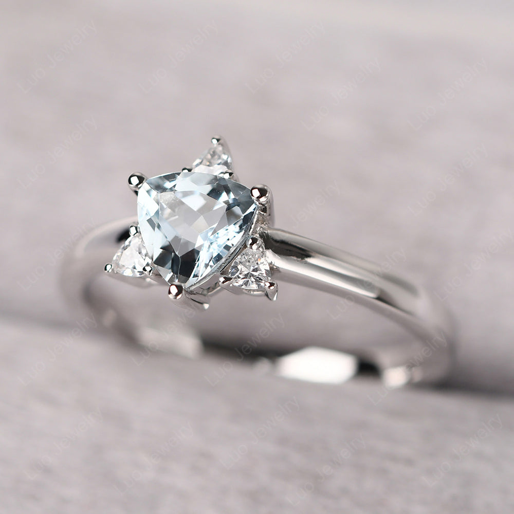Six Point Star Ring Aquamarine Wedding Ring - LUO Jewelry