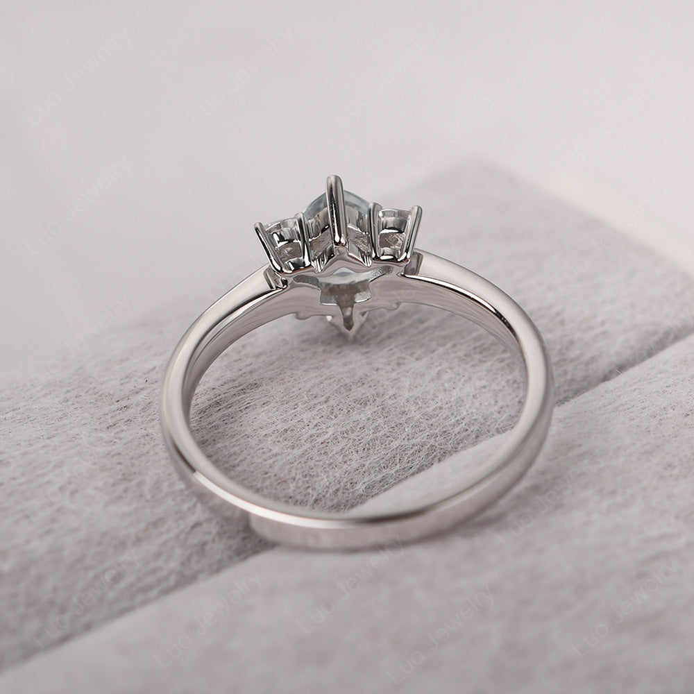 Six Point Star Ring Aquamarine Wedding Ring - LUO Jewelry