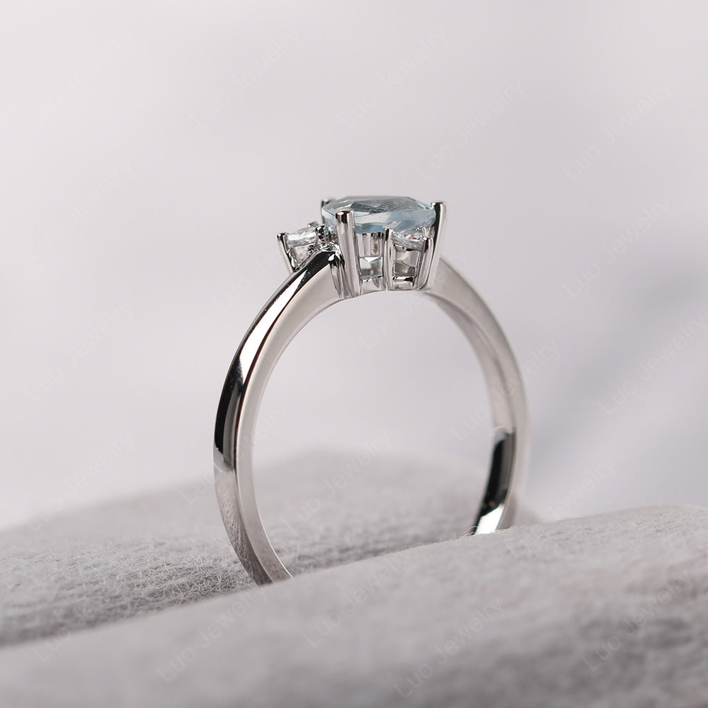 Six Point Star Ring Aquamarine Wedding Ring - LUO Jewelry