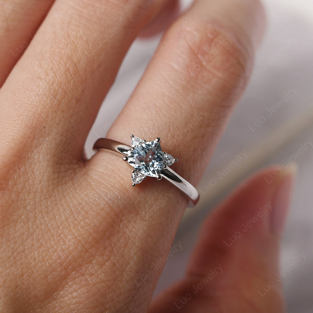 Six Point Star Ring Aquamarine Wedding Ring - LUO Jewelry