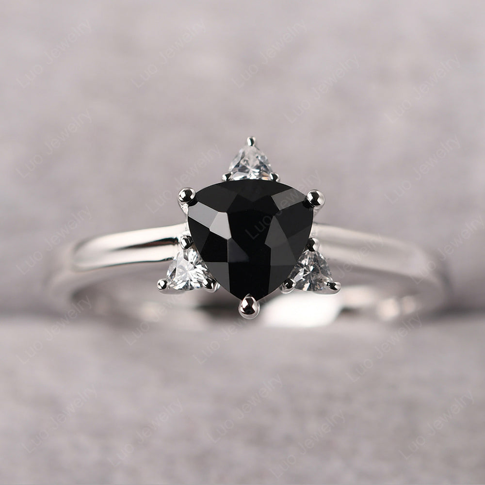 Six Point Star Ring Black Spinel Wedding Ring - LUO Jewelry
