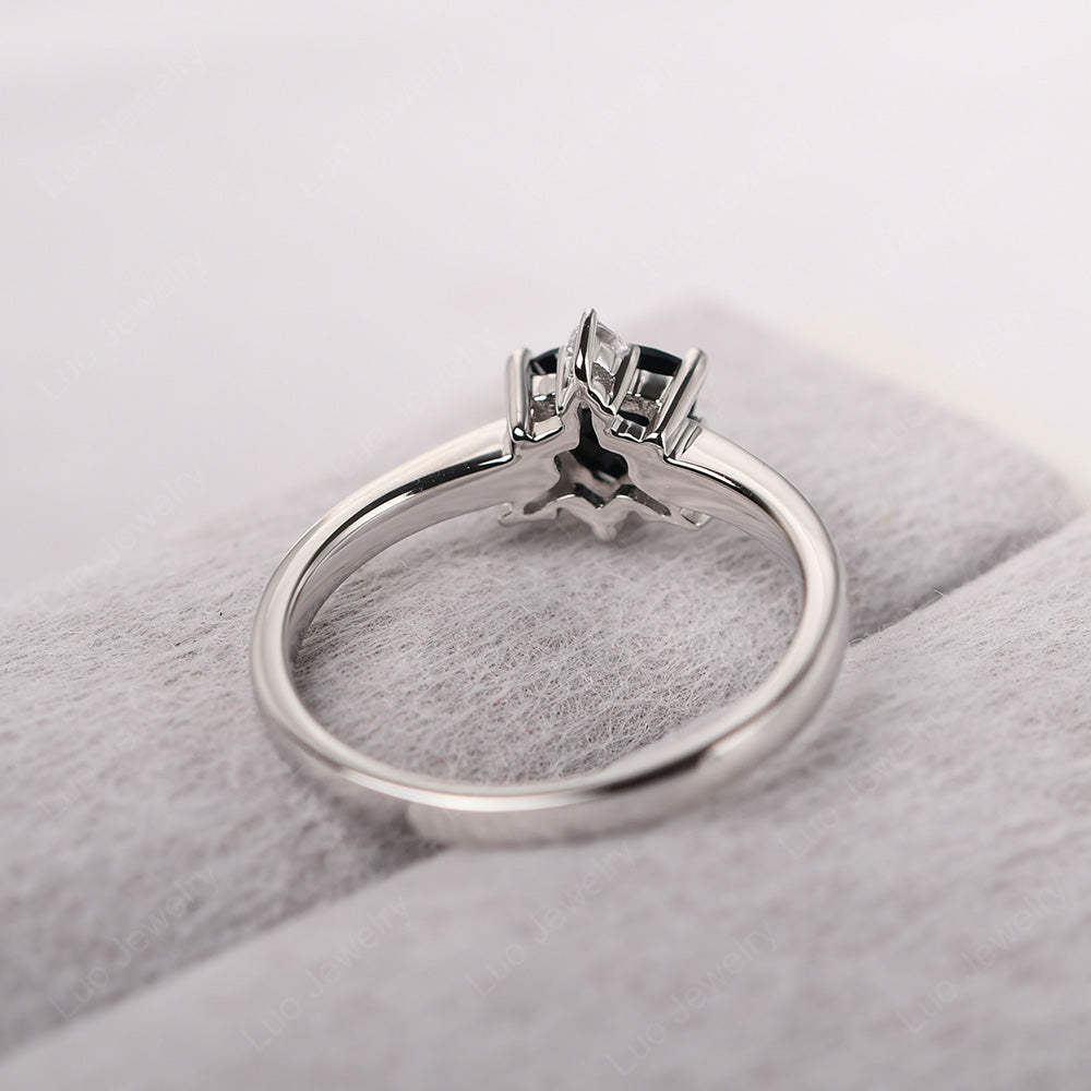 Six Point Star Ring Black Spinel Wedding Ring - LUO Jewelry