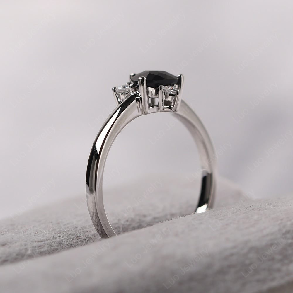 Six Point Star Ring Black Spinel Wedding Ring - LUO Jewelry