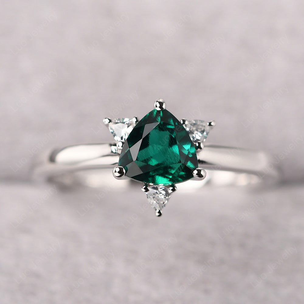 Six Point Star Ring Emerald Wedding Ring - LUO Jewelry